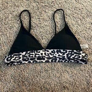 Black bathing suit top with cheetah band, shein, small, comes with black bottoms